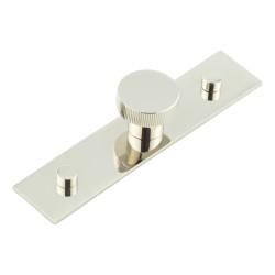 Hoxton by Frelan Thaxted Lines Round Cabinet Knob on Plain Backplate - 30mm Diameter - Polished Nickel