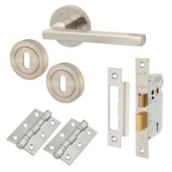 Touchpoint Satin Nickel 3 Lever Sashlock Door Handles on Rose Pack - Lexi Range