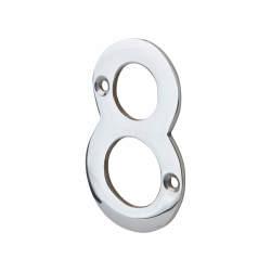 76mm Screw Fix Door Numeral - 8 - Polished Chrome