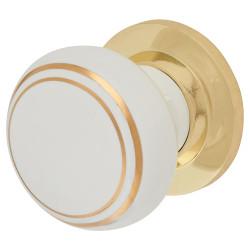 Hampstead White and Gold Designer Porcelain Mortice/Rim Door Knob - 60mm Rose Diameter