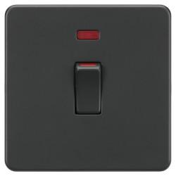 Knightsbridge 45A 1 Gang Screwless Double Pole Cooker Switch with Neon - Anthracite Grey