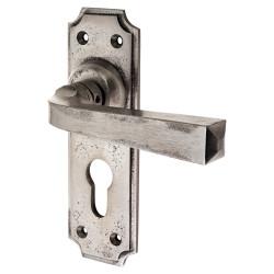 Olde Forge Polished Iron Euro Lock Door Handles - York Range - 152 x 48mm