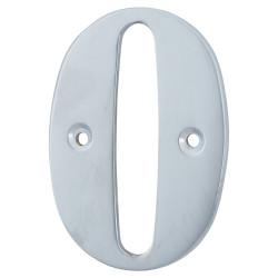 79mm Screw Fix Door Numeral - 0 - Satin Chrome