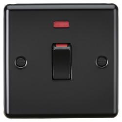 Knightsbridge 45A 1 Gang Round Edge Double Pole Cooker Switch with Neon - Matt Black