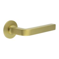 CRES by Frelan Satin Brass Unsprung Fire Rated Door Handles on Round Rose - CR-104 Range