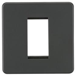 Knightsbridge 1 Gang 1 Module Euro Screwless Faceplate - Anthracite Grey