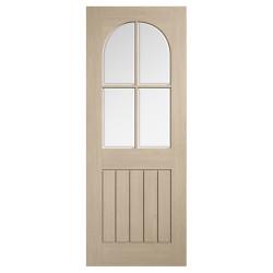 LPD Mexicano Arched 4 Light Clear Bevelled Glazed Pre-Finished Solid Internal Door - 1981 x 686mm - Blonde Oak