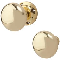 Altro Polished Brass Round Rim Door Knob - 57mm Rose Diameter
