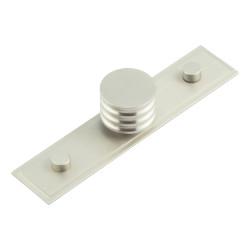 Hoxton by Frelan Sturt Grooved Round Cabinet Knob on Stepped Backplate - 30mm Diameter - Satin Nickel