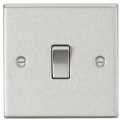 Knightsbridge 10AX 1 Gang 2 Way Square Edge Plate Light Switch - Brushed Chrome