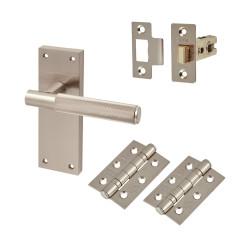 Altro Satin Nickel Knurled Latch Door Handles Pack - Remi Range