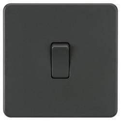 Knightsbridge 20A 1 Gang Double Pole Screwless Flat Plate Appliance Switch - Anthracite Grey