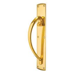 Carlisle Brass Polished Brass Offset Door Pull Handle on Plate - Screw Fix - 450 x 75mm - LH
