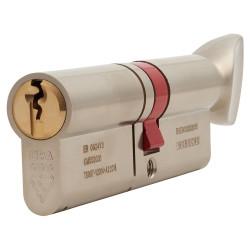 ERA 3 Star 6 Pin 90mm Euro Thumbturn Cylinder - 40mm Turn + 50mm - Satin Nickel/ Satin Brass