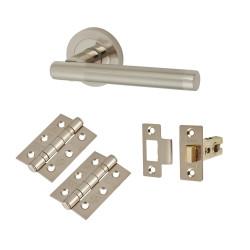 Touchpoint Polished/Satin Nickel Latch Door Handles on Rose Pack - Ella Range