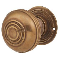 Hampstead Aged Brass Georgian Ringed Mortice/Rim Door Knob - 65mm Rose Diameter