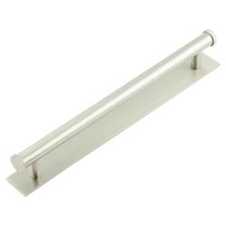 Hoxton by Frelan Thaxted 15mm Lines T-Bar Cabinet Pull Handle on Plain Backplate - 224mm c/c - Satin Nickel