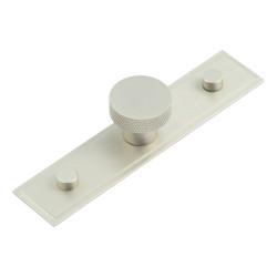 Hoxton by Frelan Wenlock Knurled Round Cabinet Knob on Stepped Backplate - 30mm Diameter - Satin Nickel