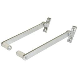 Roller Arm Fanilight Stay - 150mm Length - Satin Aluminium - Pair