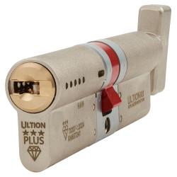 Ultion ALPS 3 Star PLUS Euro Thumbturn Cylinder - 50mm Turn + 50mm - Satin Nickel/Brass - Keyed to Differ