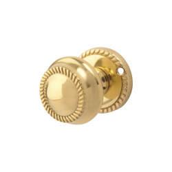 Altro Polished Brass Georgian Rope Edge Mortice Door Knob - 60mm Rose Diameter