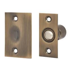 Hampstead Bales Roller Ball Catch - 25 x 54mm Faceplate - Antique Brass