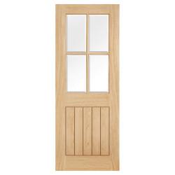 LPD Belize 4 Light Clear Bevelled Glazed Unfinished Solid Internal Door - 1981 x 686 x 35mm - Oak