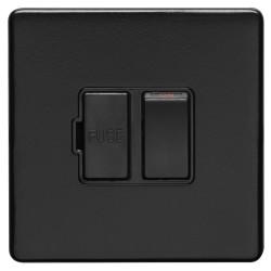 Eurolite Concealed 13A 1 Gang Double Pole Screwless Flat Plate Switched Fused Spur - Matt Black