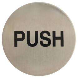 Altro Push Door Sign - Self Adhesive - 75mm Diameter - Satin Stainless Steel