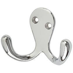 Altro Diecast Double Coat Hook - 70 x 28mm - Polished Chrome - Pack of 10