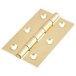 Steel Butt Door Hinge - 75 x 50mm - Polished Brass - Pair