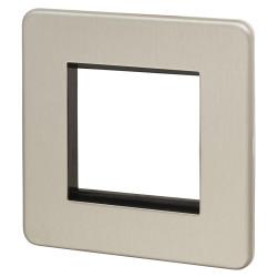 Knightsbridge 1 Gang 2 Module Euro Screwless Faceplate - Brushed Chrome