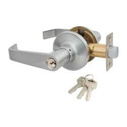 Altro Satin Chrome Return to Door Hotel Entrance Door Handles on Round Rose Set