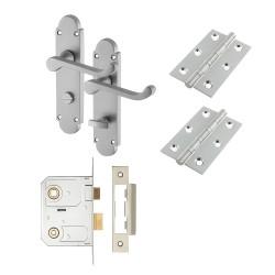 Touchpoint Satin Chrome Victorian Summer Scroll Bathroom Lock Door Handles Pack