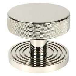 From The Anvil Brompton Polished Nickel Round Knurled Centre Door Knob on Beehive Rose - 90mm Rose Diameter