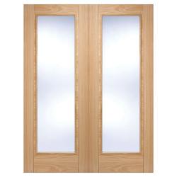 LPD Vancouver Clear Glazed Pre-Finished Internal French Doors - 1981 x 1168 x 40mm - Oak