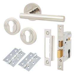 Touchpoint Polished Nickel Euro Lock Door Handles on Rose Pack - Ella Range