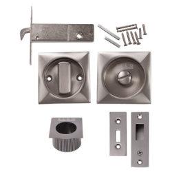 Klug Square Flush Privacy Set with Bolt - Satin Nickel