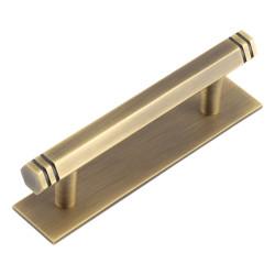 Hoxton by Frelan Nile 15mm Hex T-Bar Cabinet Pull Handle on Plain Backplate - 96mm c/c - Antique Brass