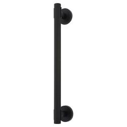 Hampstead Matt Black 52mm Knurled T-Bar Door Pull Handle on Rose - Screw Fix - 300mm Centres