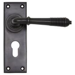 From The Anvil Aged Bronze Reeded Euro Lock Door Handles - 152 x 50mm