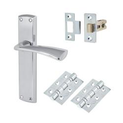 Altro Satin/Polished Chrome Latch Door Handles Pack - Taranto Range