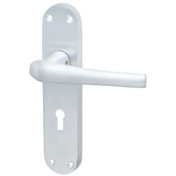 Hampstead Satin Chrome Keyhole Lock Door Handles - Naples Range - 182 x 40mm