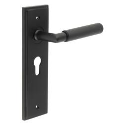 Burlington by Frelan Black Fire Rated Euro Lock Door Handles - Piccadilly - 200 x 55mm