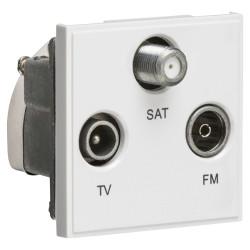 Knightsbridge 1 Gang TV + F type Satellite + FM/DAB Triplexer Euro Module - White