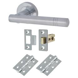 Touchpoint Satin Chrome Latch Door Handles on Rose Pack - Dakota Range