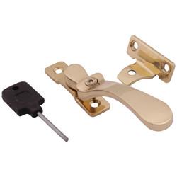 Hampstead Victorian Locking Wedge Casement Window Fastener - Reversible - Polished Brass