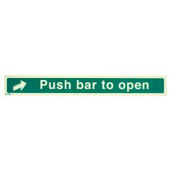 Altro Photoluminescent Push Bar To Open Sign - 600 x 75mm - Rigid Plastic