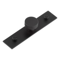 Hoxton by Frelan Wenlock Knurled Round Cabinet Knob on Plain Backplate - 30mm Diameter - Black