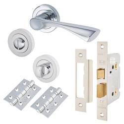 Altro Polished Chrome Bathroom Lock Door Handle on Rose Pack - Knightsbridge Range